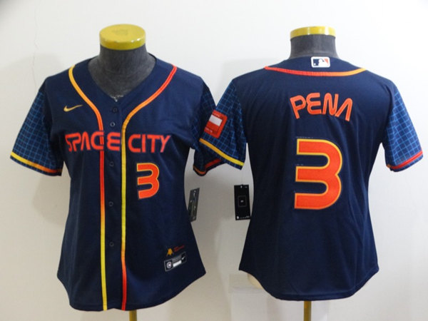 Women's Houston Astros #3 Jeremy Peña 2022 Navy City Connect Stitched Jersey(Run Small)